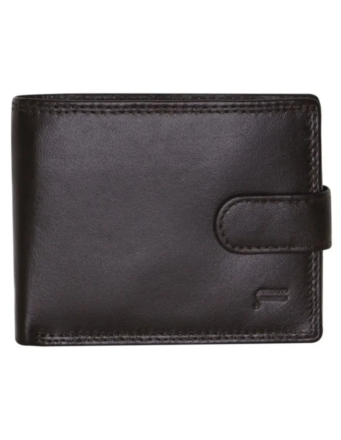 Futura Rfid Leather Coin Fold Over Wallet in Brown
