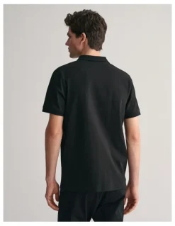Gant Contrast Pique Polo Shirt in Black