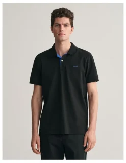 Gant Contrast Pique Polo Shirt in Black