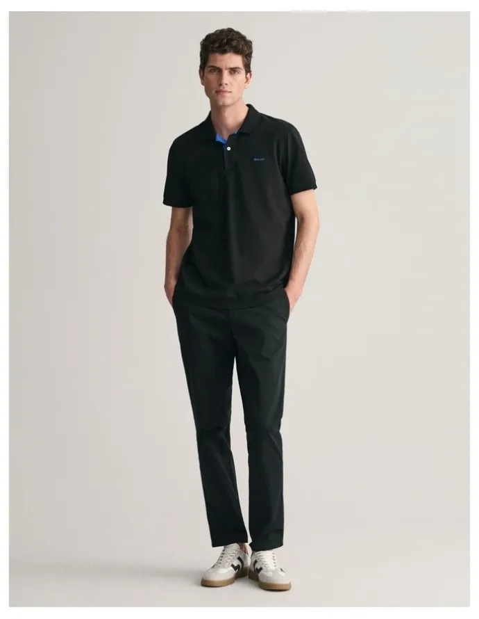 Gant Contrast Pique Polo Shirt in Black