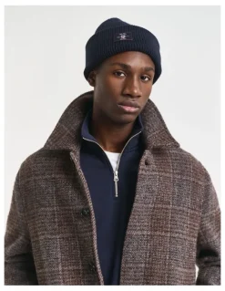 Gant Cotton Blend Ribbed Beanie in Evening Blue