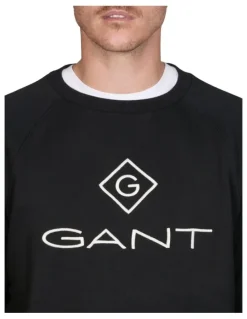 Gant Diamond Crew Neck Sweatshirt in Black