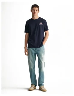 Gant Embroidered Archive Shield T-Shirt in Evening Blue