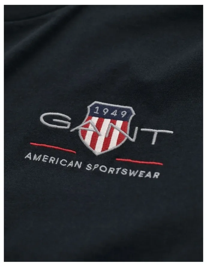 Gant Embroidered Archive Shield T-Shirt in Black