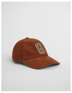 Gant G Badge Corduroy Cap in Rusty Brown