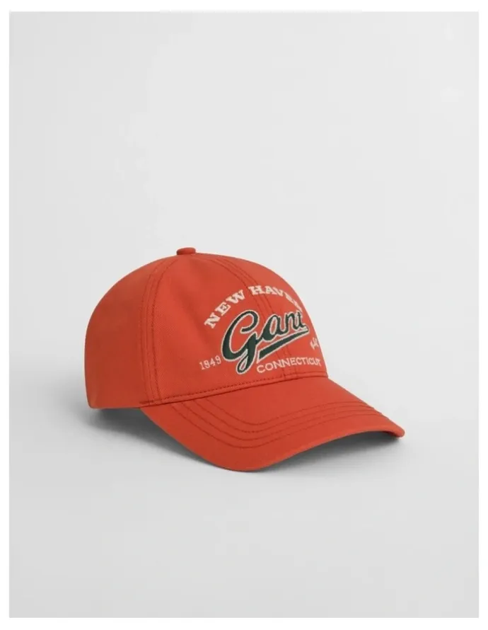 Gant Graphic Cotton Twill Cap in Deep Orange