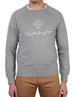 Gant Lock-Up Crew Neck Sweatshirt in Grey Melange