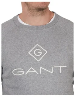 Gant Lock-Up Crew Neck Sweatshirt in Grey Melange