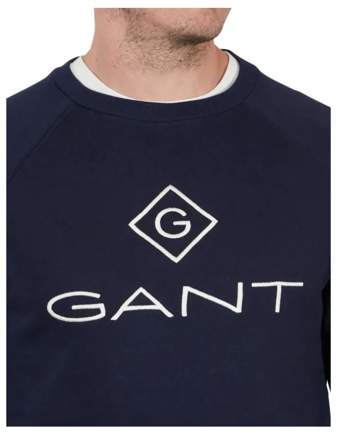 Gant Lock-Up Crew Neck Sweatshirt in Evening Blue