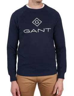 Gant Lock-Up Crew Neck Sweatshirt in Evening Blue