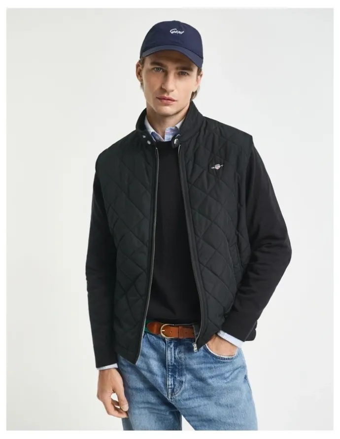 Gant Quilted Windcheater Vest in Black