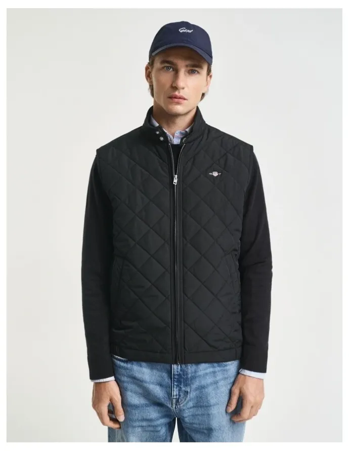 Gant Quilted Windcheater Vest in Black