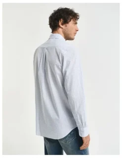 Gant Regular Fit Gingham Poplin Shirt in Light Blue