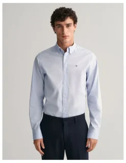Gant Regular Fit Pinpoint Oxford Shirt in Light Blue