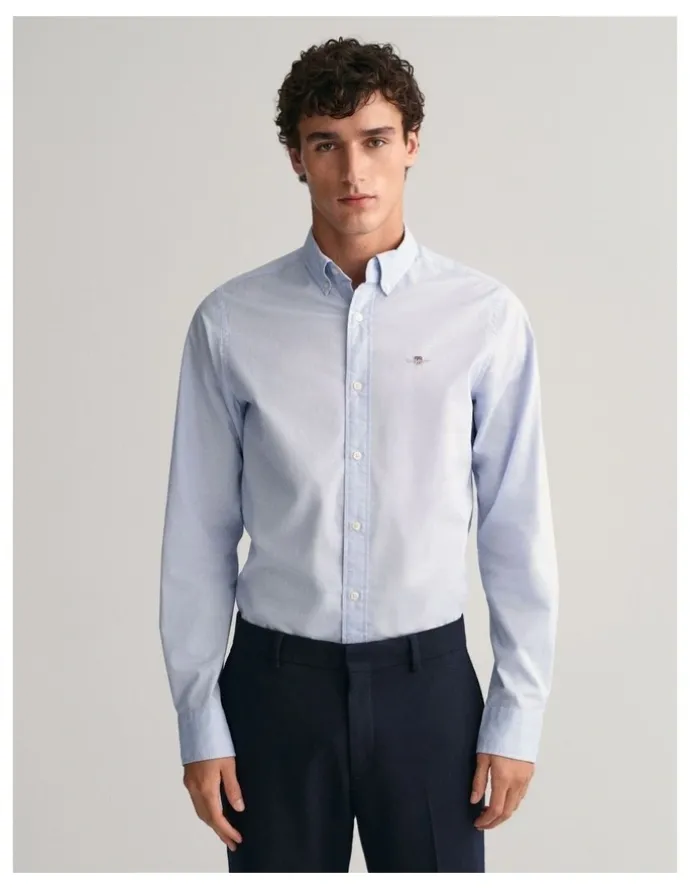 Gant Regular Fit Pinpoint Oxford Shirt in Light Blue