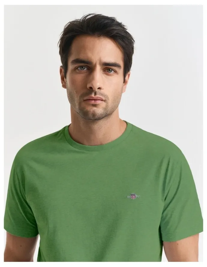 Gant Regular Fit Shield T-Shirt in Grass Green