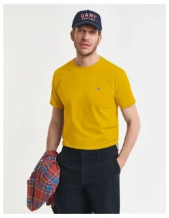 Gant Regular Fit Shield T-Shirt in Yellow Lichen