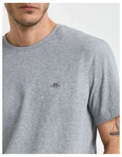 Gant Regular Fit Shield T-Shirt in Grey Melange