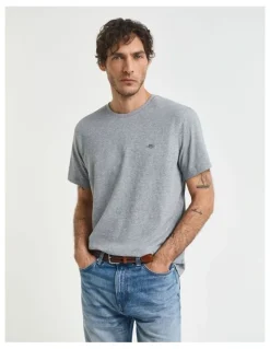 Gant Regular Fit Shield T-Shirt in Grey Melange