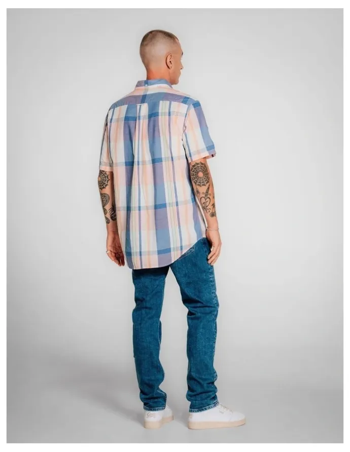 Gant Regular Fit Short Sleeve Madras Shirt in Eggshell