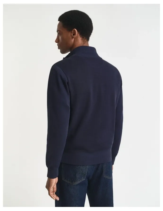 Gant Sacker Rib Half-Zip Sweatshirt in Evening Blue