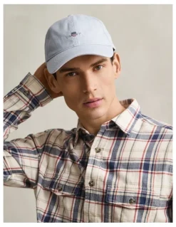 Gant Shield Cotton Twill Cap in Muted Blue