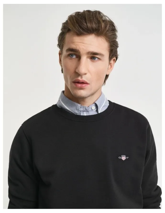 Gant Shield Crew Neck Sweatshirt in Black