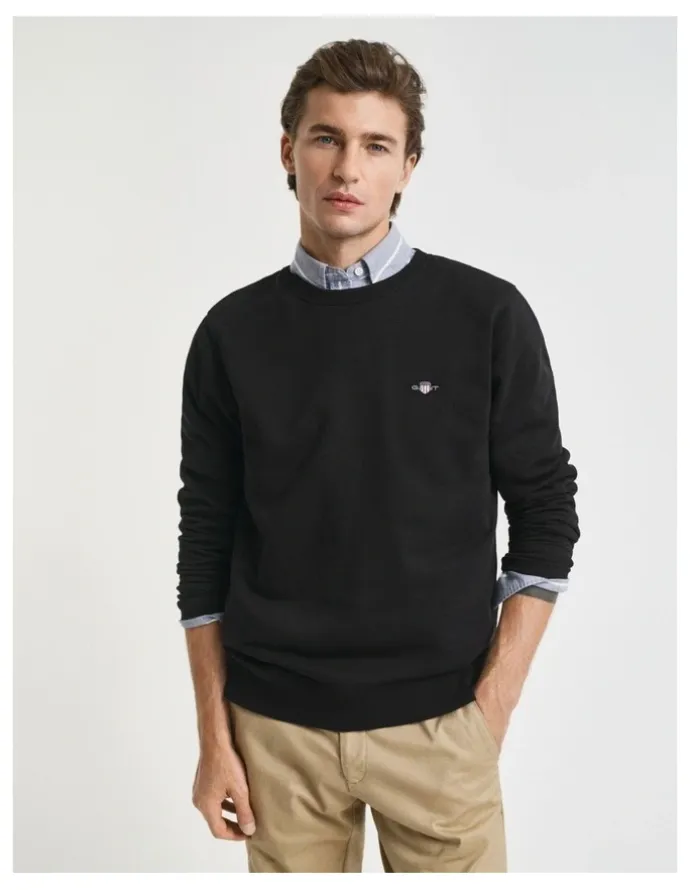 Gant Shield Crew Neck Sweatshirt in Black