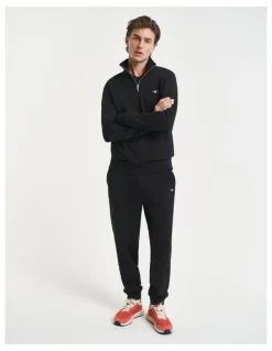 Gant Shield Half Zip Sweater in Black