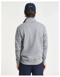 Gant Shield Half Zip Sweater in Grey Melange
