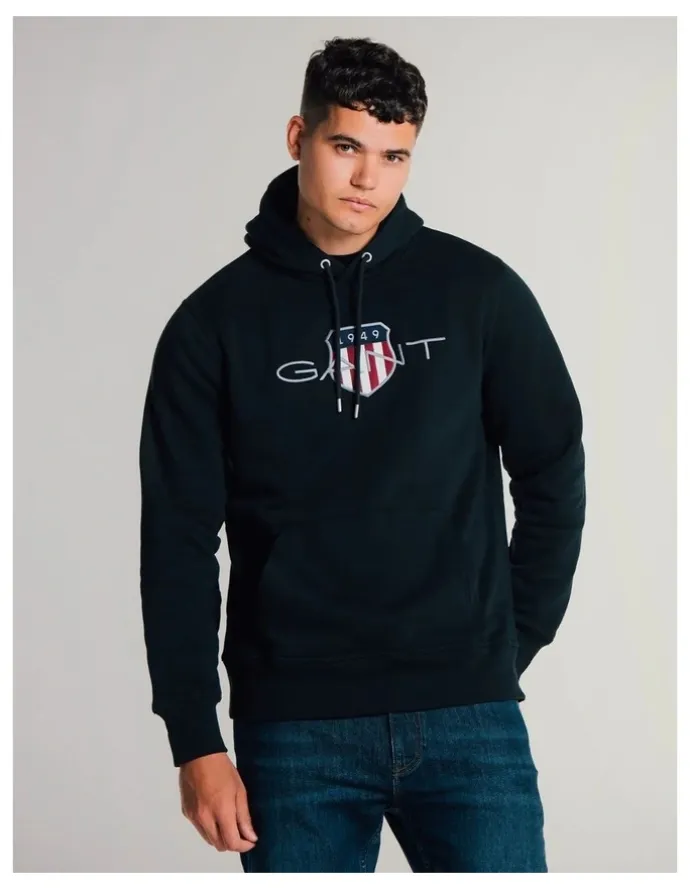 Gant Shield Hoodie in Black