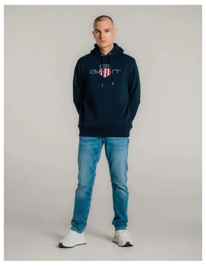 Gant Shield Hoodie in Evening Blue