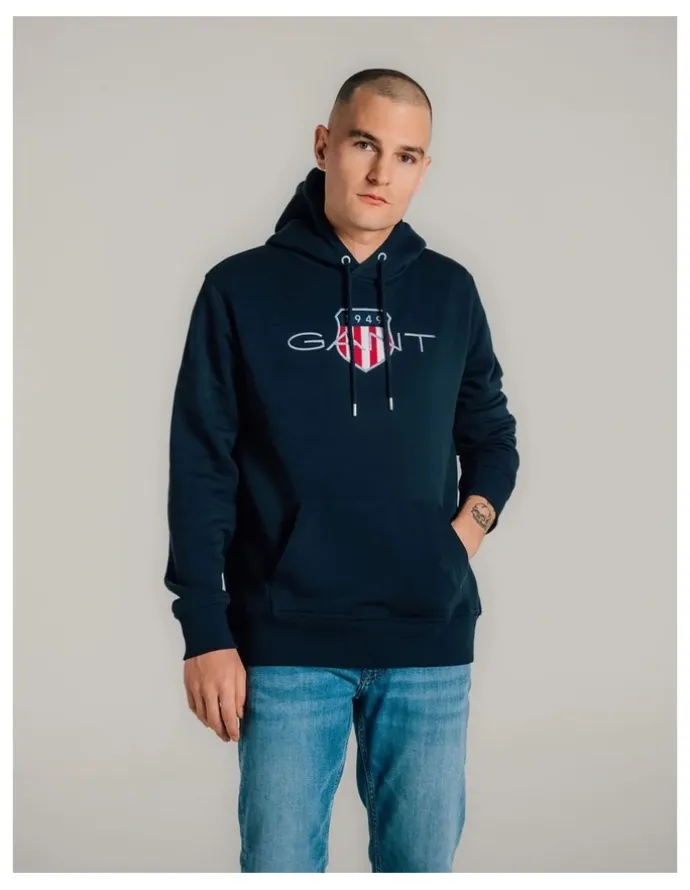 Gant Shield Hoodie in Evening Blue