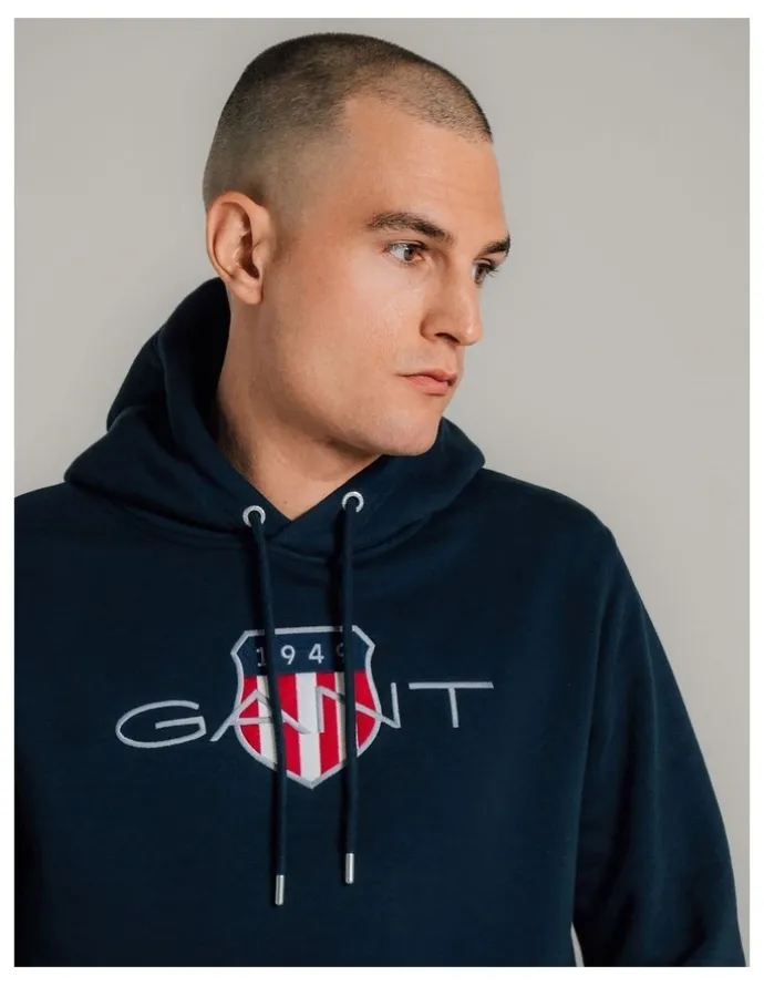 Gant Shield Hoodie in Evening Blue