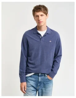Gant Shield Piqu Rugger in Dark Jeansblue Melange