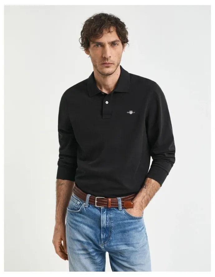 Gant Shield Pique Rugger in Black