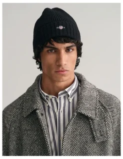 Gant Shield Wool Beanie in Black