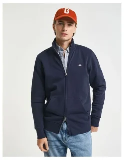 Gant Shield Zip Sweatshirt in Evening Blue