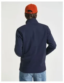 Gant Shield Zip Sweatshirt in Evening Blue