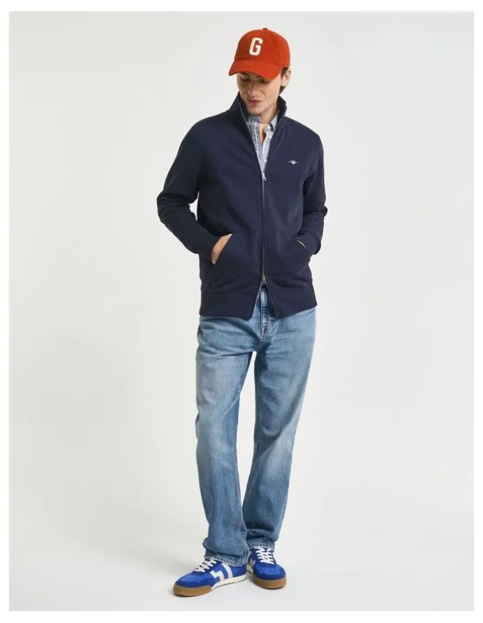 Gant Shield Zip Sweatshirt in Evening Blue