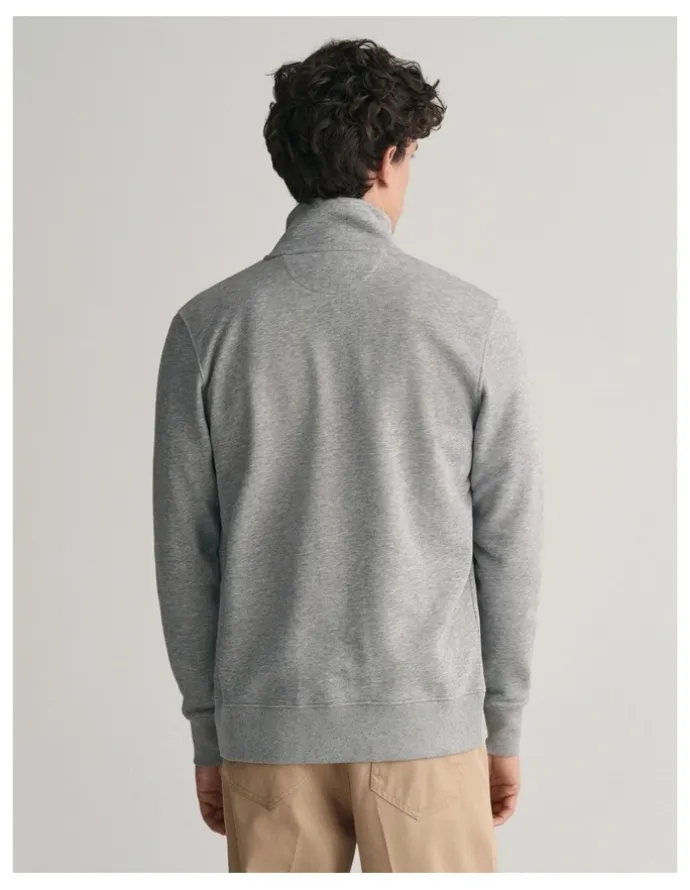 Gant Shield Zip Sweatshirt in Grey Melange