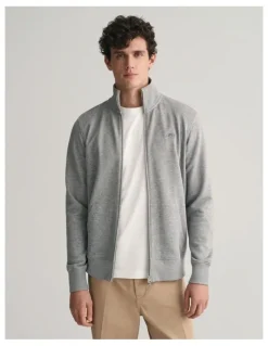 Gant Shield Zip Sweatshirt in Grey Melange