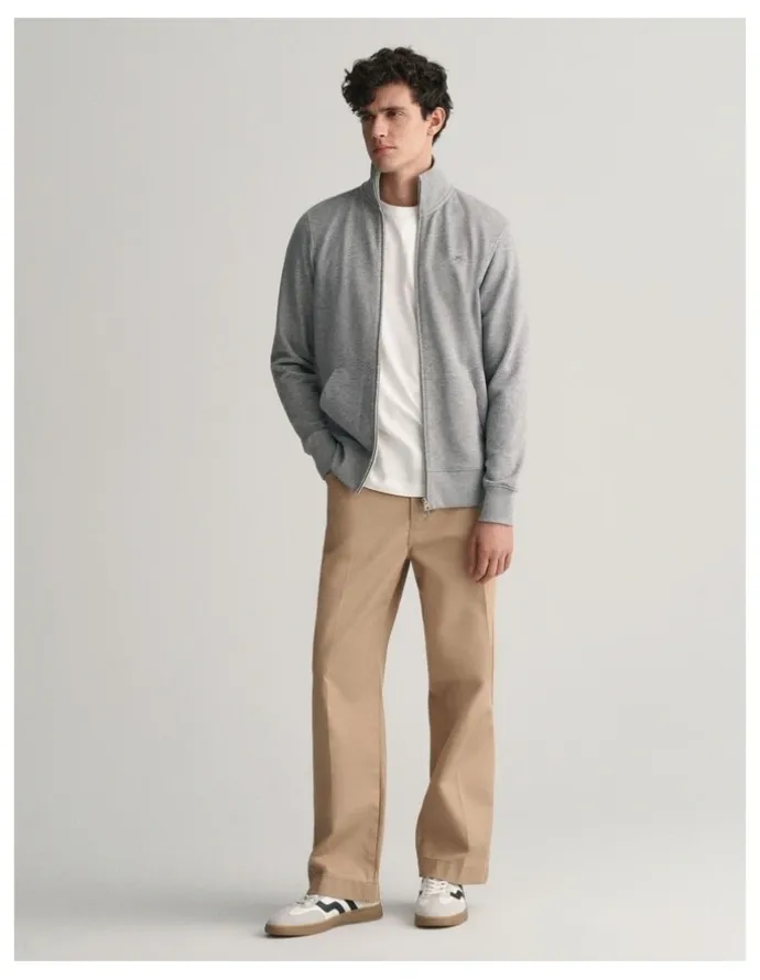 Gant Shield Zip Sweatshirt in Grey Melange
