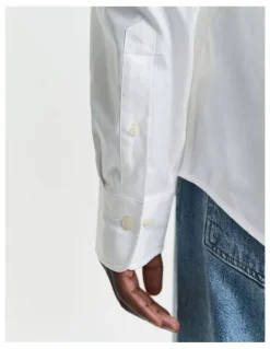 Gant Slim Fit Pinpoint Oxford Shirt in White
