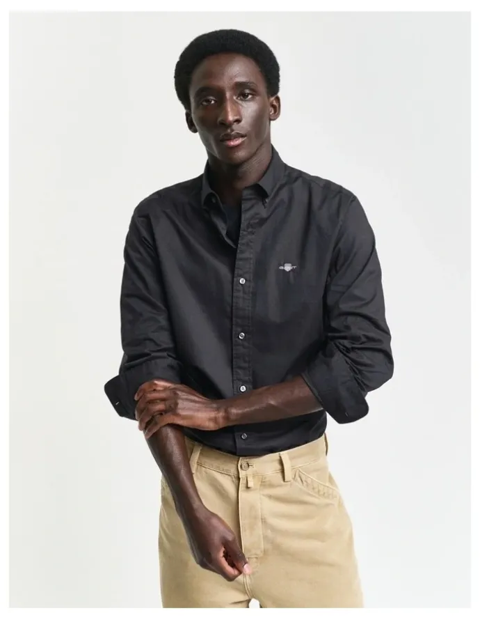 Gant Slim Fit Poplin Shirt in Black