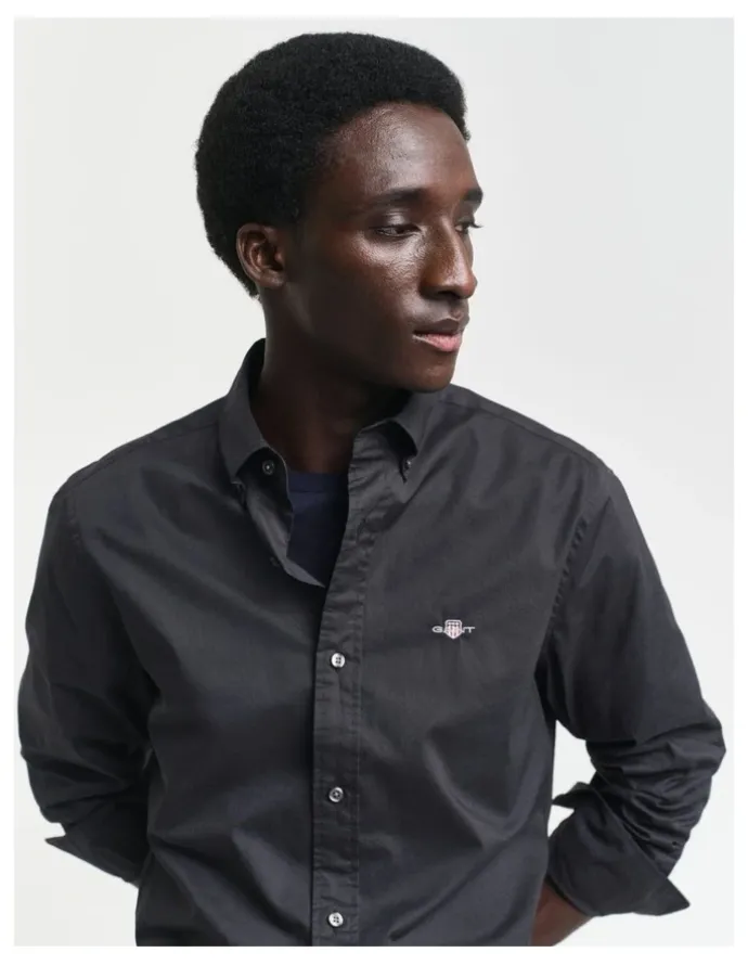 Gant Slim Fit Poplin Shirt in Black