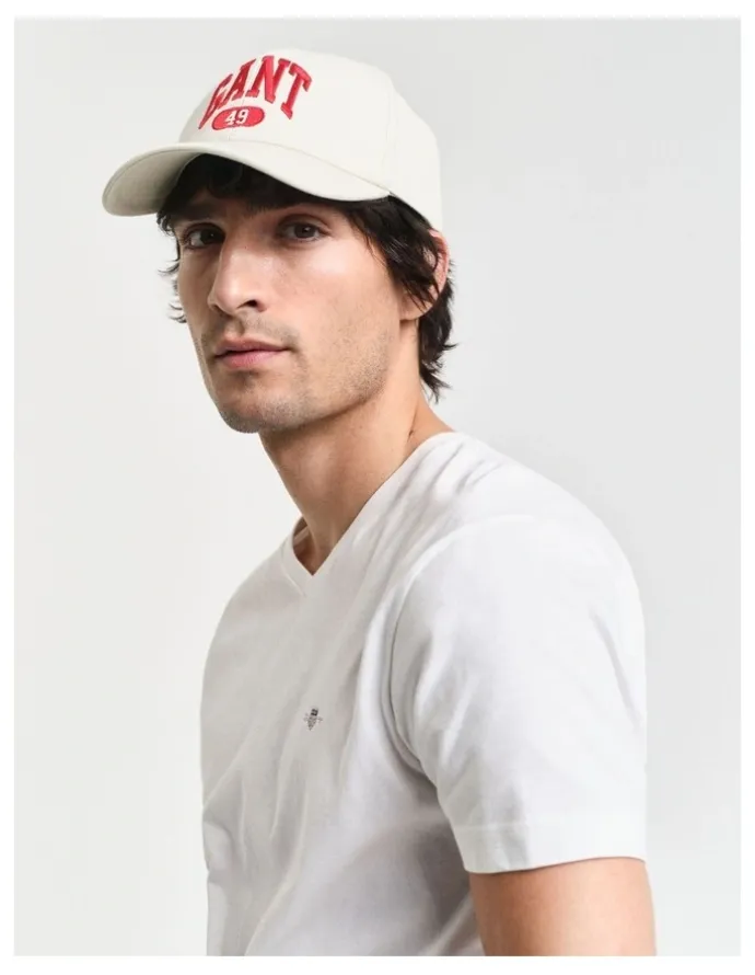 Gant Slim Fit Shield V-Neck T-Shirt in White