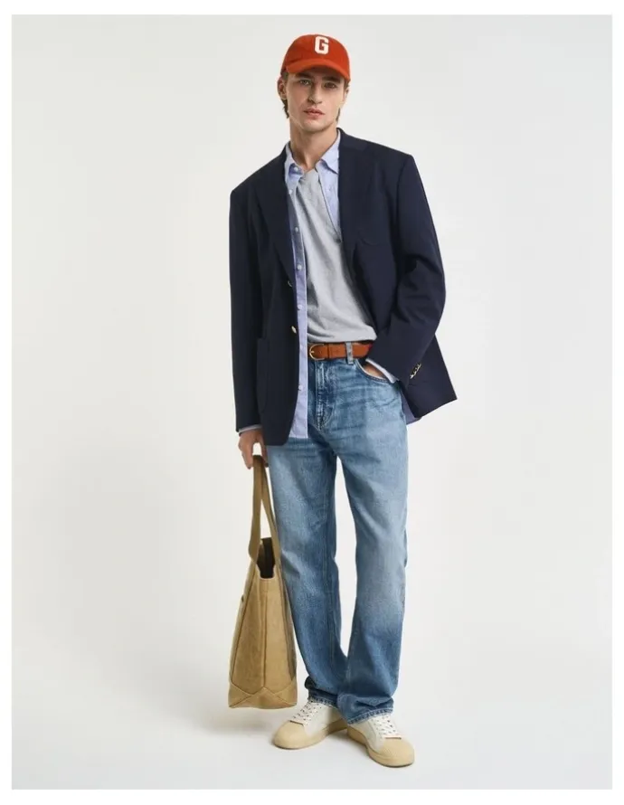 Gant Slim Fit Shield V-Neck T-shirt in Grey Melange