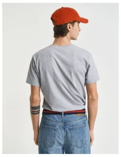Gant Slim Fit Shield V-Neck T-shirt in Grey Melange