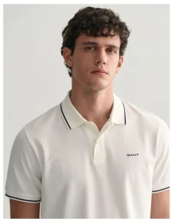 Gant Tipped Pique Polo Shirt in White